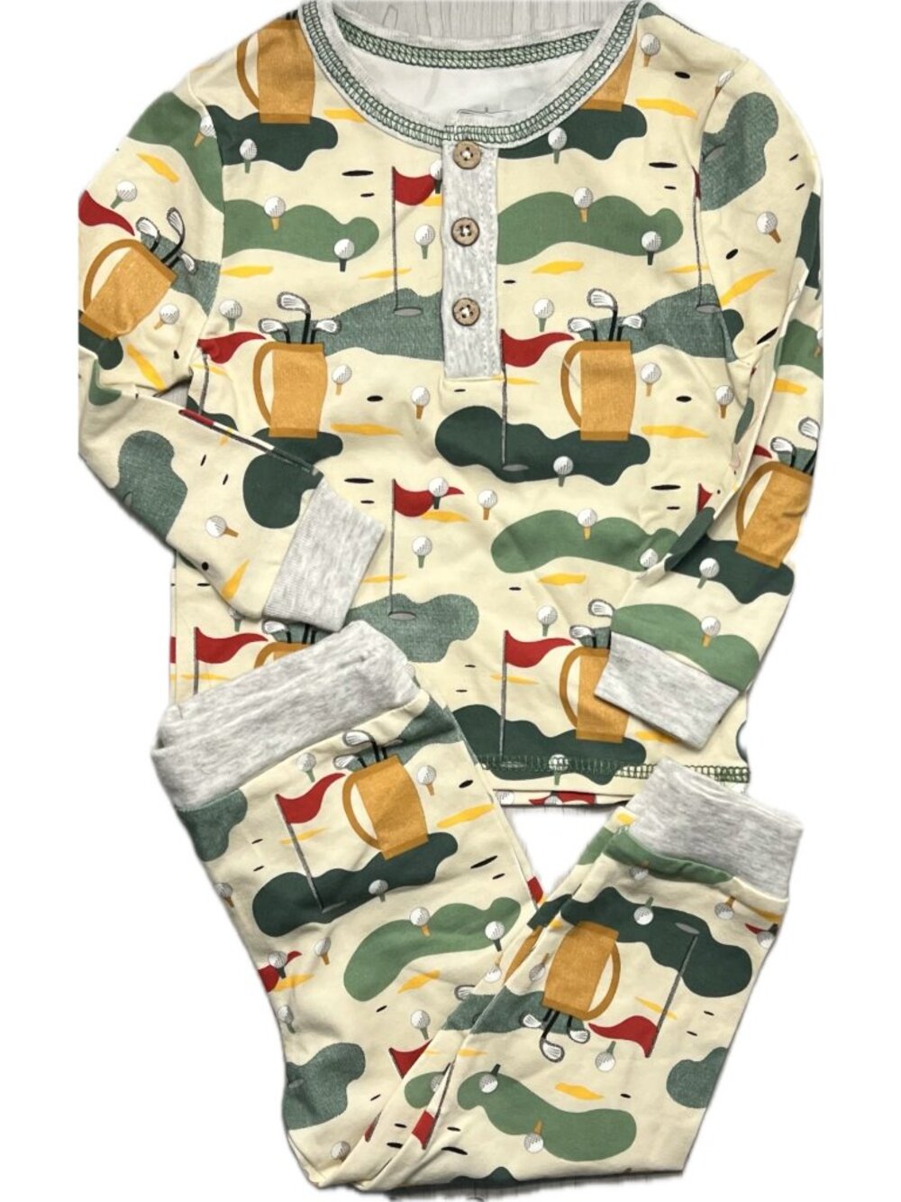 Mud Pie 9m 12m GOLF ball PAJAMAS 2pc pants PJs NWT Master's green jammies preppy